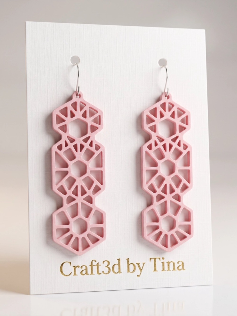 Pink Geometric Drop Earrings